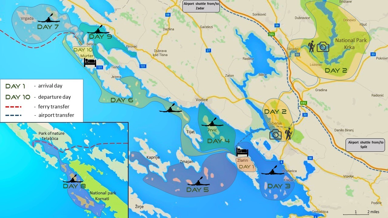 Croatia Kayak Itinerary Map